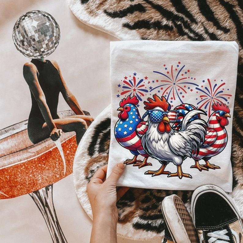 Patriotic USA Chicken, Retro American 4th Of July, Independence Day Design, Patriotic, Retro American, Hoodie, T-shirt and sweater