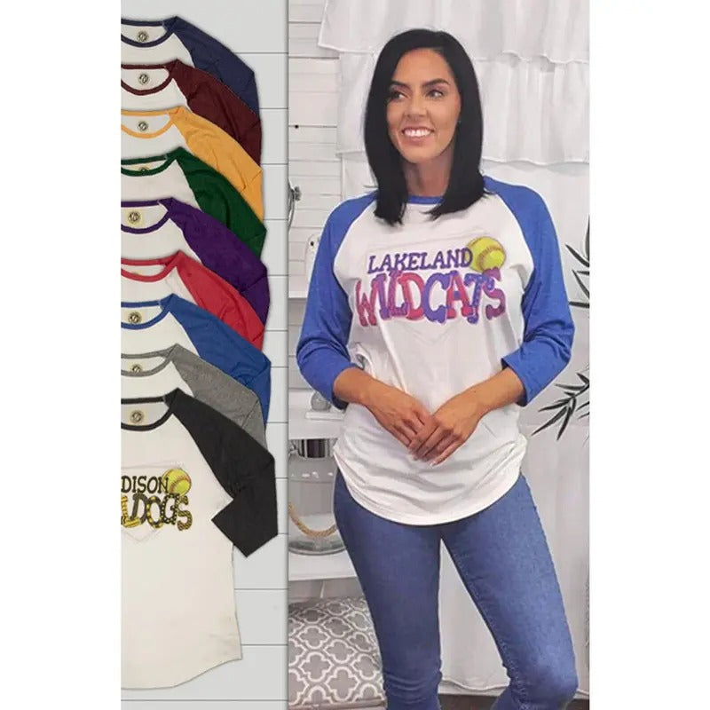 Patterned Home Plate Softball Raglan