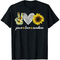 Peace Love Sunshine Sunflower Hippie Sunflower Lover Gifts T-Shirt Made in USA
