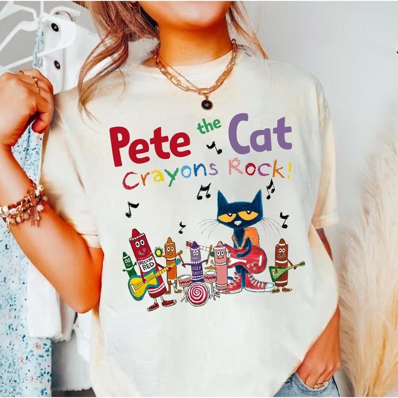 Pet.e The Cat Crayons Rock  Shirt, The Cool Cat Back To School, Children's Book Gift, Groovy Cat Sweatshirt, Kindergarten Teacher Children