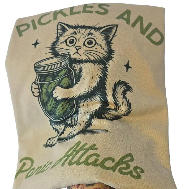 Pickles and Panic Attacks - Funny Cat Graphic Tee