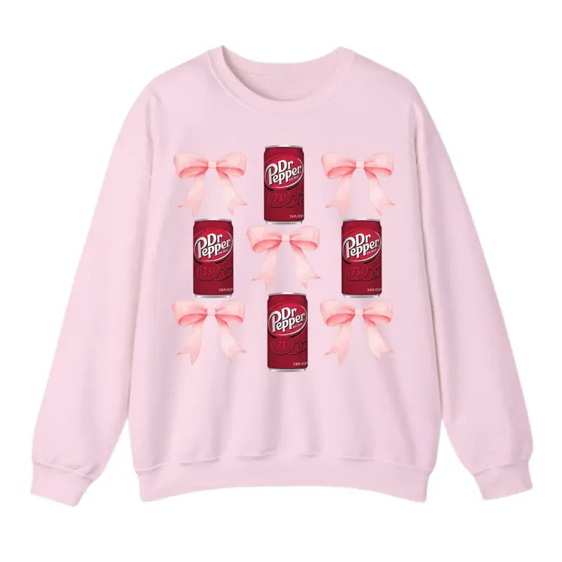 Pink Bow Coquette Dr. Pepper Sweatshirt T-Shirt, Cute Pink Soda Drink Sweatshirt, Trendy Shirt