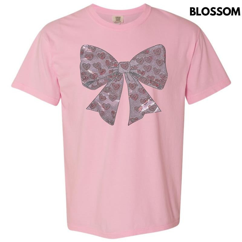 Pink Bow With Hearts SPANGLE Comfort Colors T-Shirt