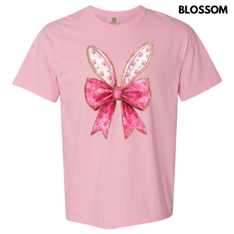Pink Bunny Ear Bow Comfort Colors T-Shirt