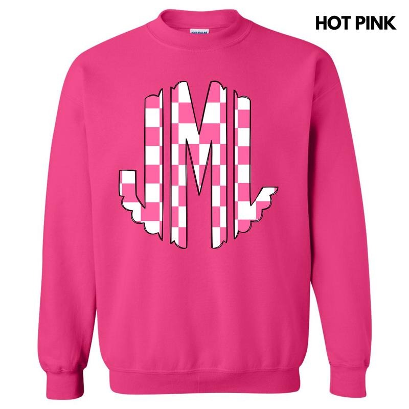 Pink Checker Monogram Sweatshirt 'NLB'
