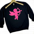 Pink Cupid Sequin Patch Sweatshirt -- BLACK