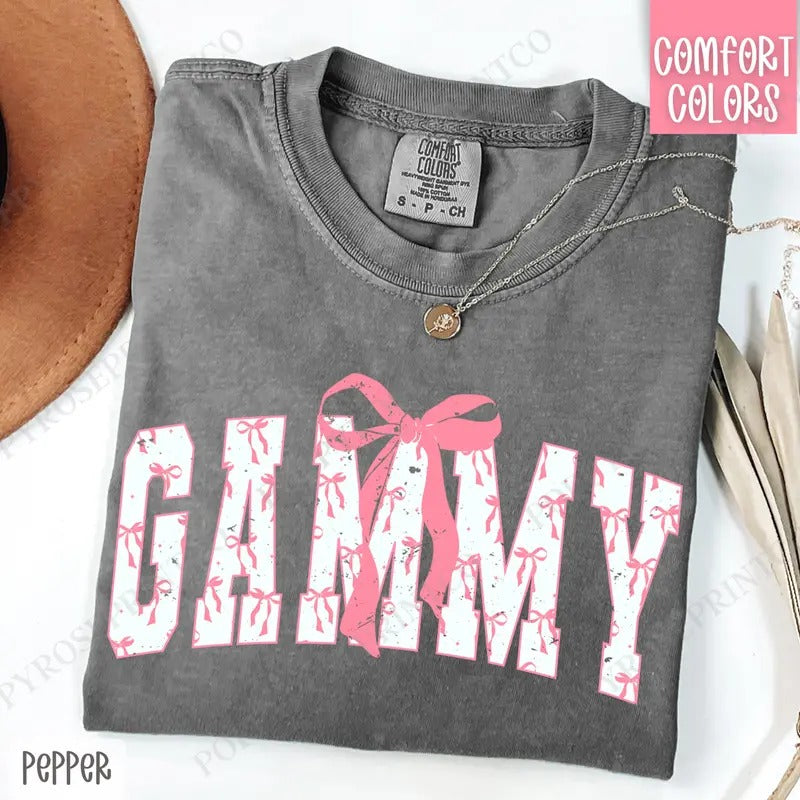 Pink Gammy Bow Shirt Comfort Colors, Women's Tee, Cute Women's Tshirt