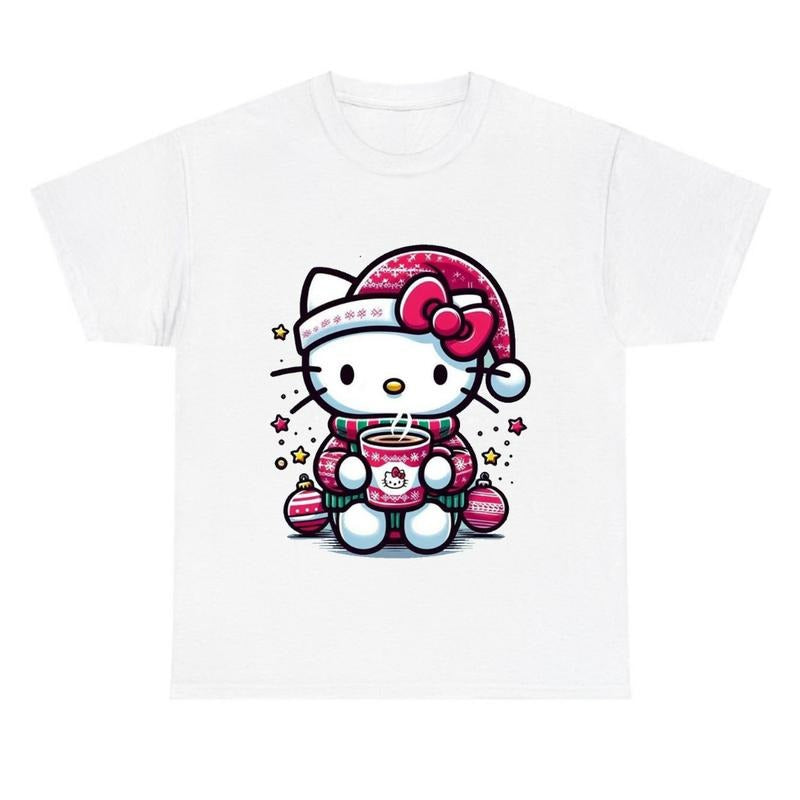 Pink Kityy Santa Claus Tee, Christmas Shirt