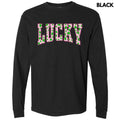Pink Lucky Varsity Letter Long Sleeve Comfort Colors T-Shirt 'NLB'