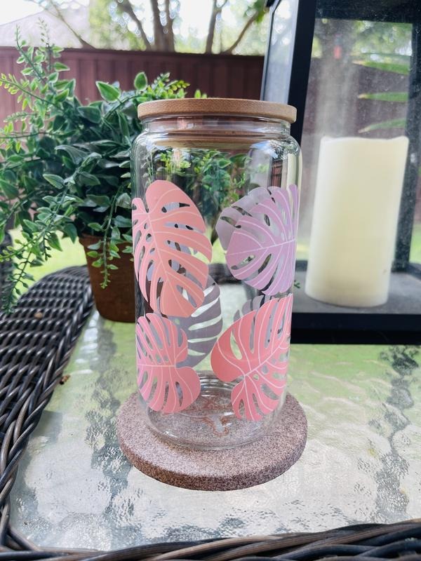 Pink Monstera Libby Glass