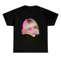 Pink Star Hair Billieee Eilishhh T-shirt, Graphic Fan Gift Tee Cotton Fabric