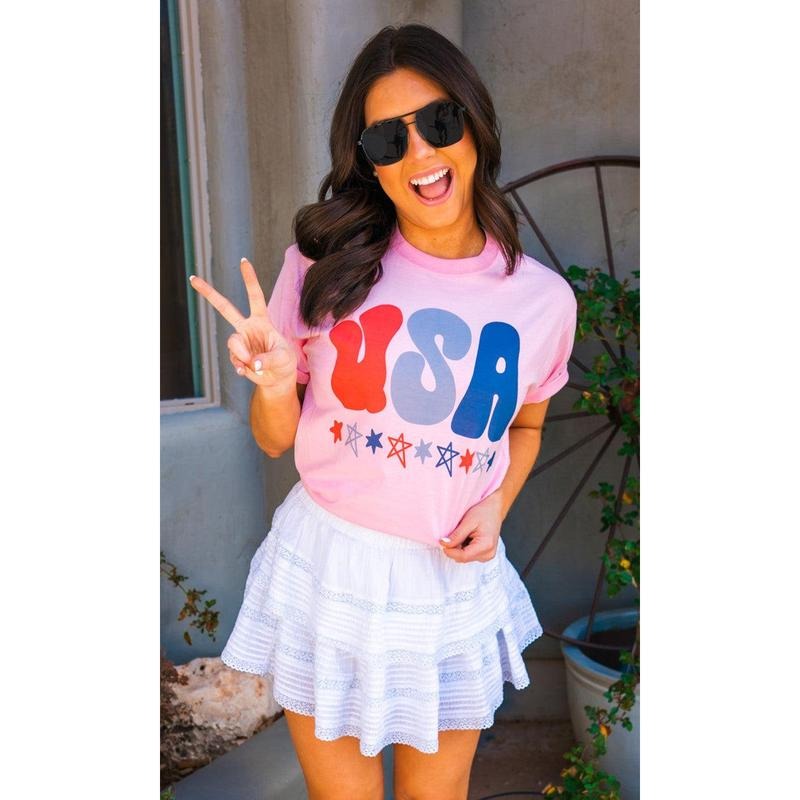 Pink USA Graphic T-Shirt