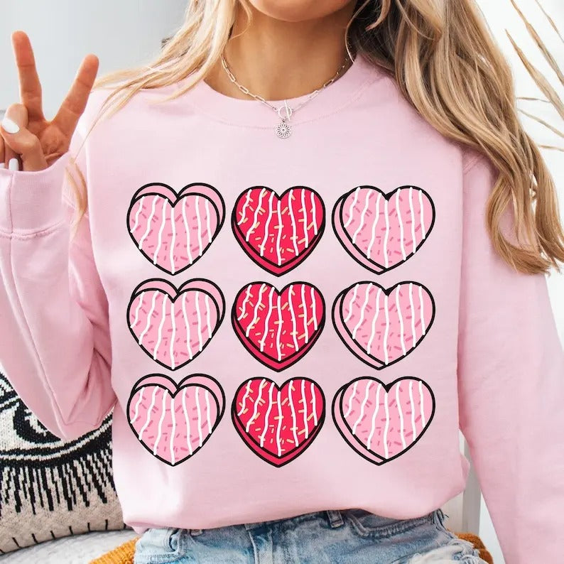 Pink Valentine Heart Sweatshirt Valentine's Day Coquette , Valentine Bow , XoXo , Valentine  , Doodle Heart, Be Mine