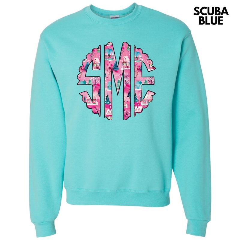 Pink Winter Holiday Monogram Sweatshirt 'NLB'
