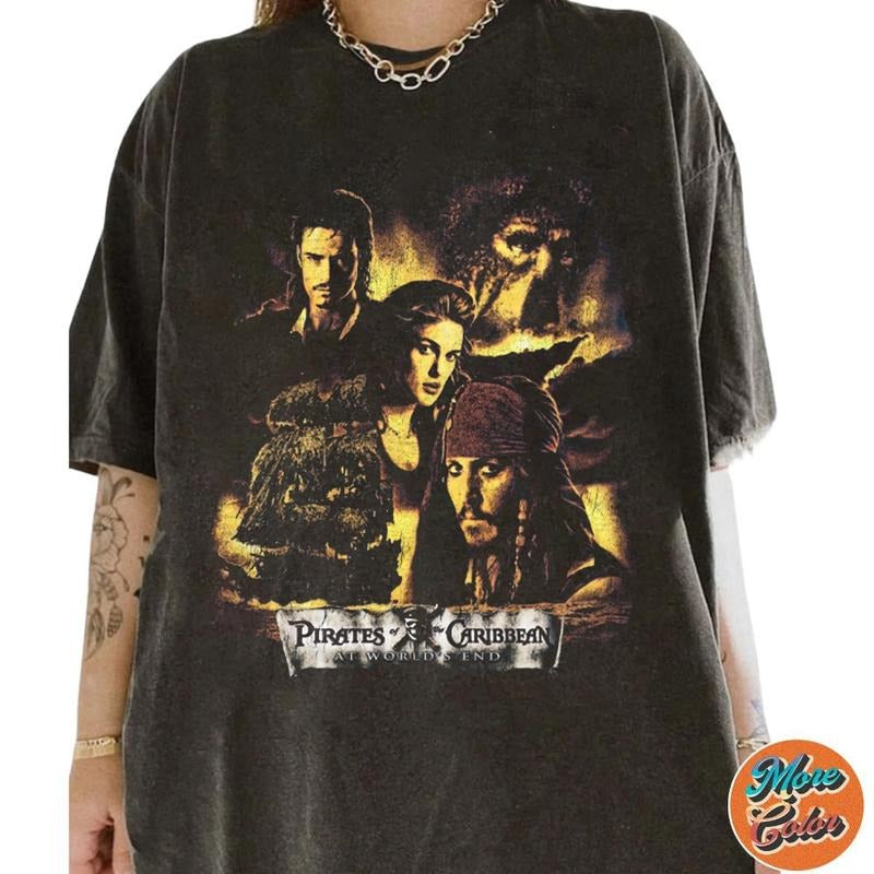 Pirates of the Caribbean Jack Sparrow Movie Shirt, Cotton Unisex T-Shirt, Crew Neck, Size S- 4XL, Menswear Top, Womenswear Top Underwear Streetwear