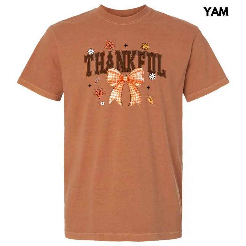 Plaid Bow Thankful Comfort Colors T-Shirt 'NLB'