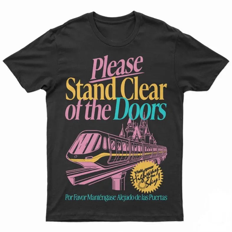 Please Stand Clear Tee - Black - Summer Variant, Theme Park Tshirt