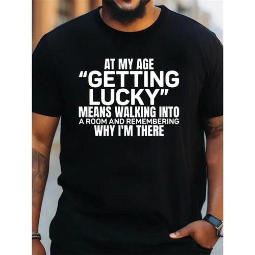Plus-Size Men's "At My Age Getting Lucky" Graphic T-Shirt