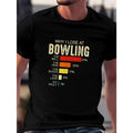 Plus Size Men's Bowling Print T-Shirt, Casual Short Sleeve Crew Neck Tee for Street Fashion Made in USA
