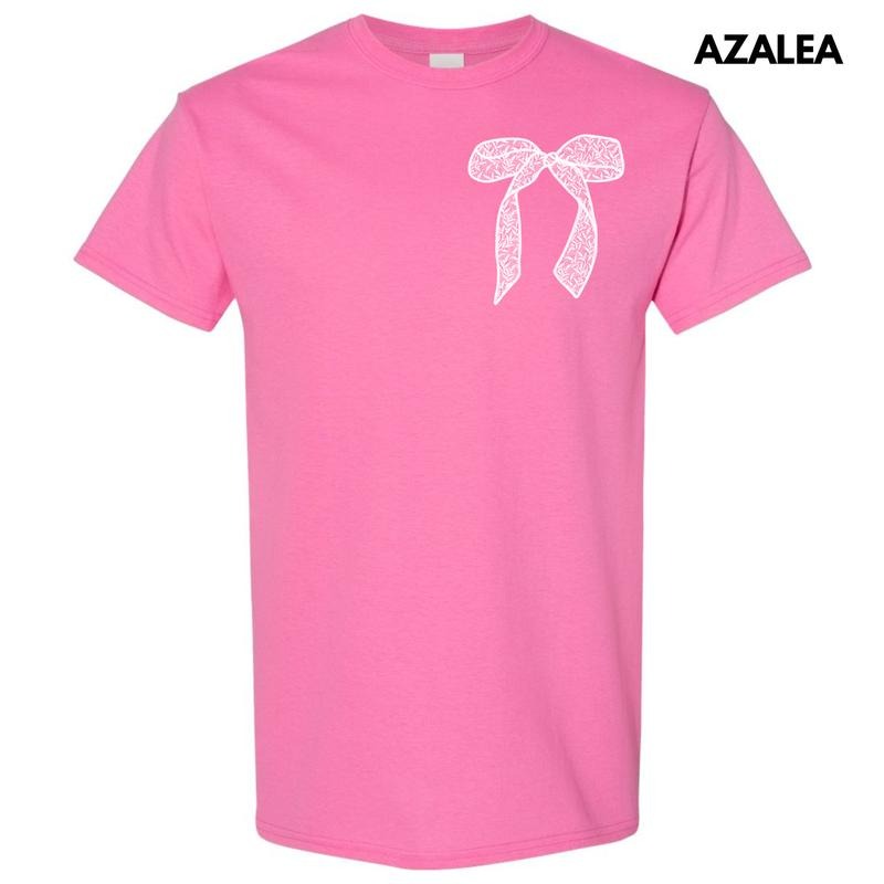 Pocket Size - White Lace Bow Gildan Short Sleeve T-Shirt 'NLB'