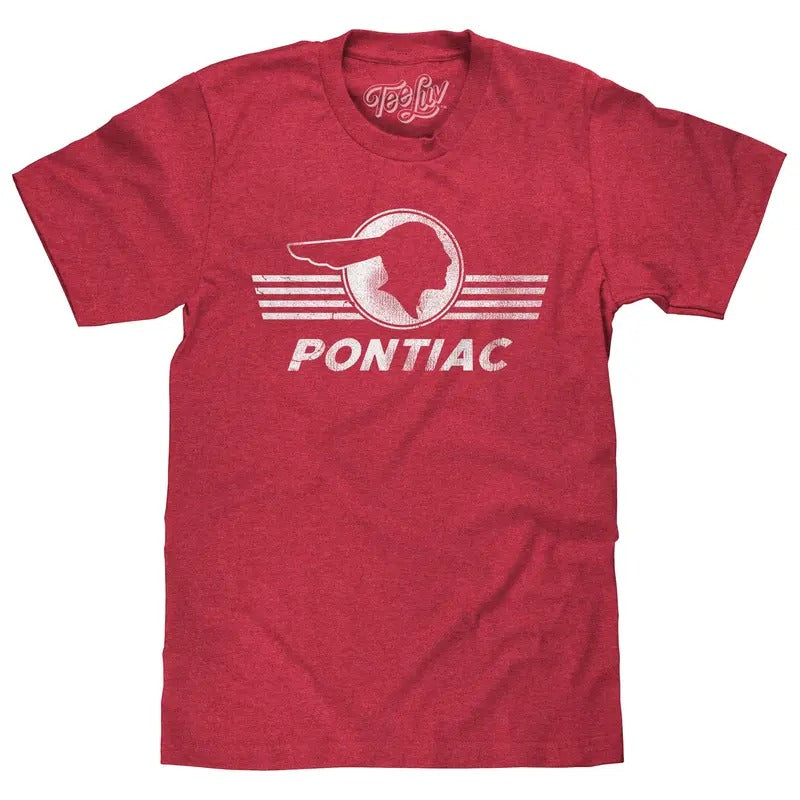 Pontiac Distressed Headdress Logo T-Shirt - Red