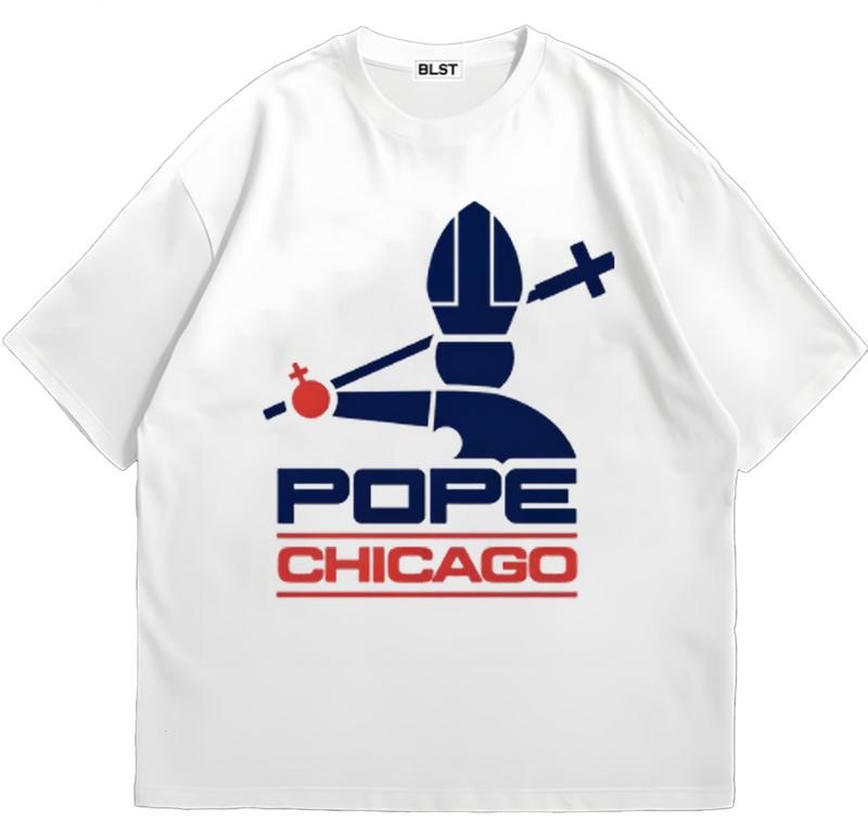 Pope Chicago T-Shirt Graphic Design Cotton Unisex Cozy Graphic T-Shirt for Chilly Days