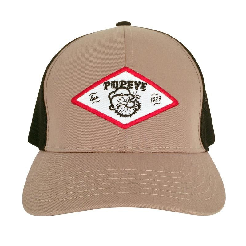Popeye The Sailor Trucker Hat - Tan and Black