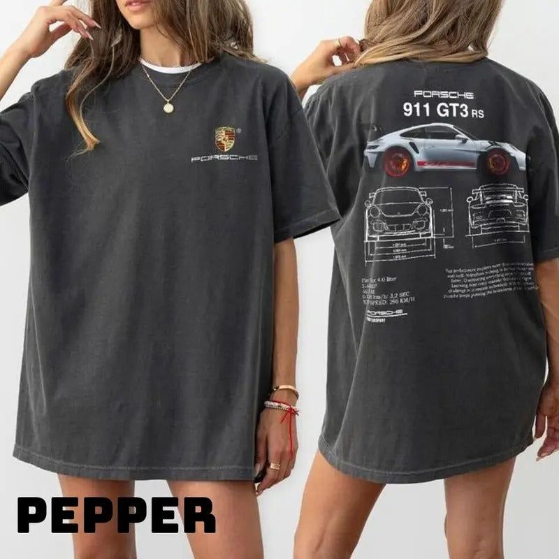Porsche 911 GT3 RS Aesthetic Shirt, Porsche 911 GT3 RS 2 side T-Shirt, Top Menswear Underwear Streetwear