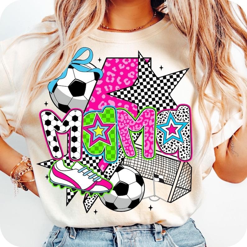 Preppy Soccer Mama Brushstroke Lightning Coquette Game Day T-Shirt