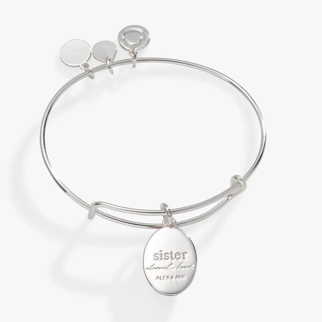 Printed Flower 'Sister' Charm Bangle