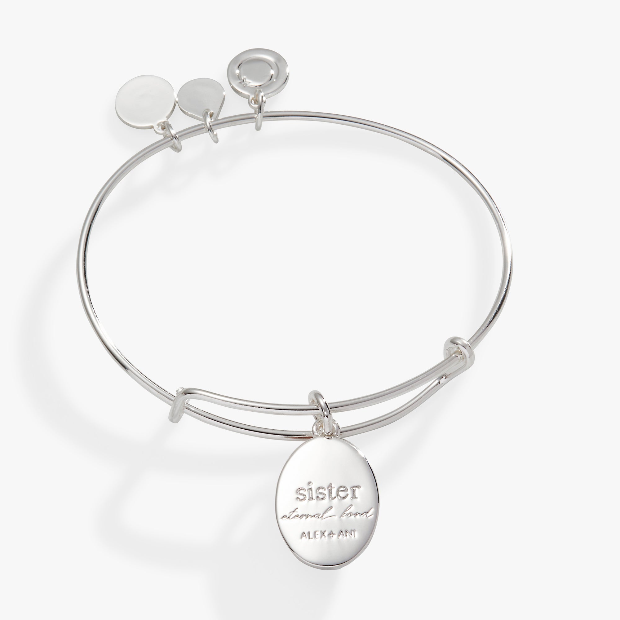 Printed Flower 'Sister' Charm Bangle