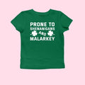 Prone to Shenanigans and Malarkey, St Patrick's Day Shirt, Lucky Shamrock Shirt, Irish Shirt, Lucky Tanks, Patricks Day Tanks Baby Tee, Y2K 2000's Style