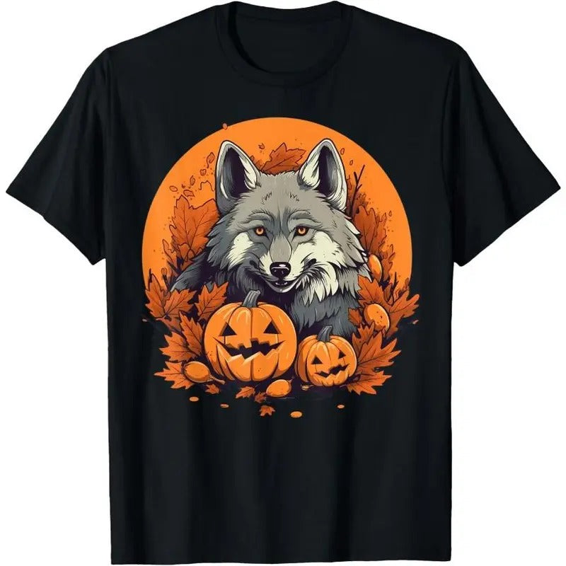Pumpkin Wolf costume on Wolf Halloween T-Shirt Made in USA