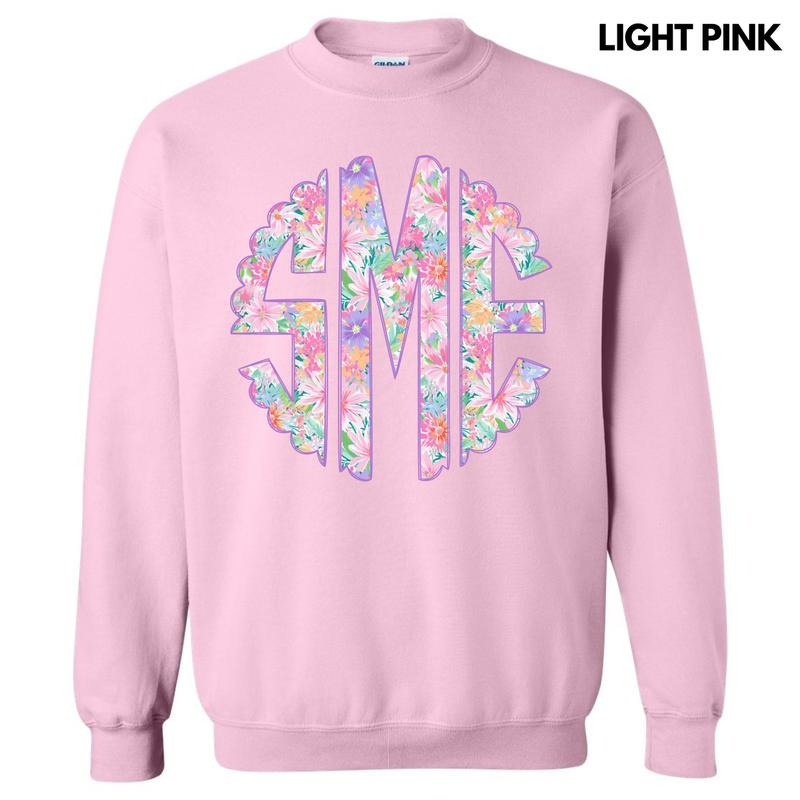 Purple Blossoms Monogram Sweatshirt 'NLB'