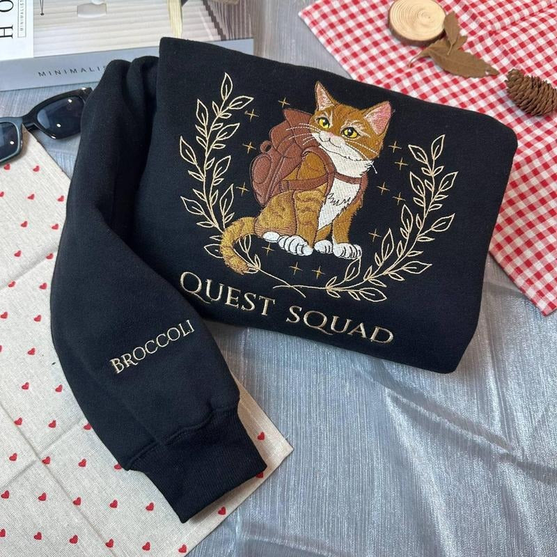 Quest Squad Broccoli Embroidered Sweatshirt, Onyx Storm, Basgiath War College, Dragon Rider, Bookish Gift, Romantasy Book Lover