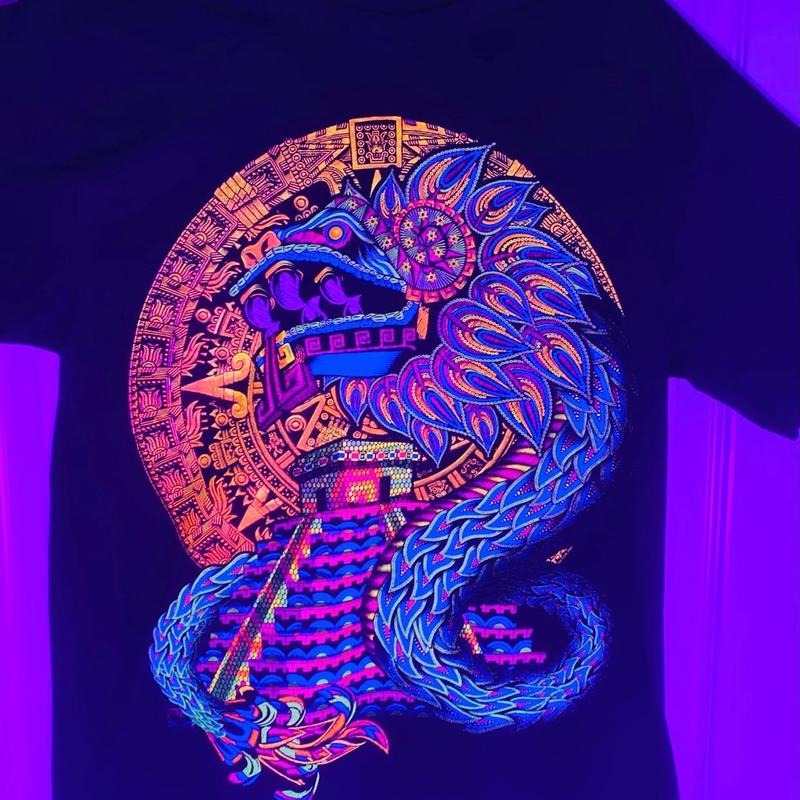 Quetzalcóatl piramide T-shirt Black Cotton Man