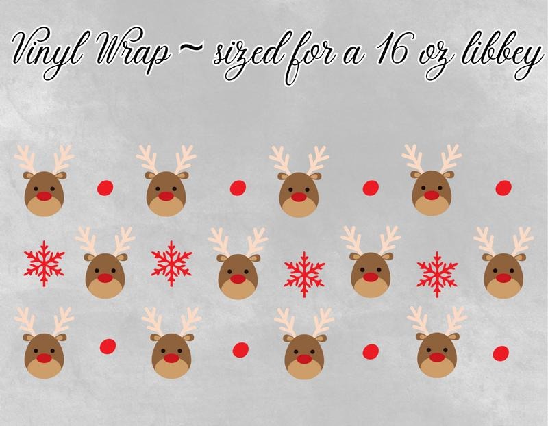 REINDEER SNOWFLAKE VINYL CUP WRAP