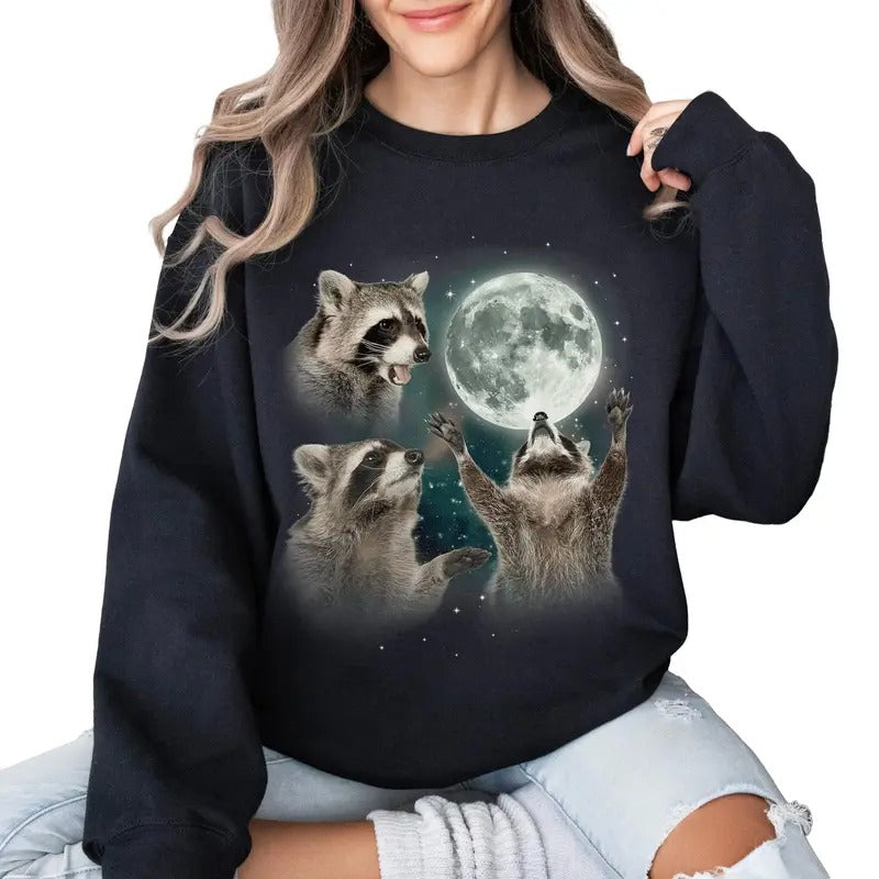 Racoons howling at the Moon Shirt, Racoon Meme Gift, Cute Animals Shirt
