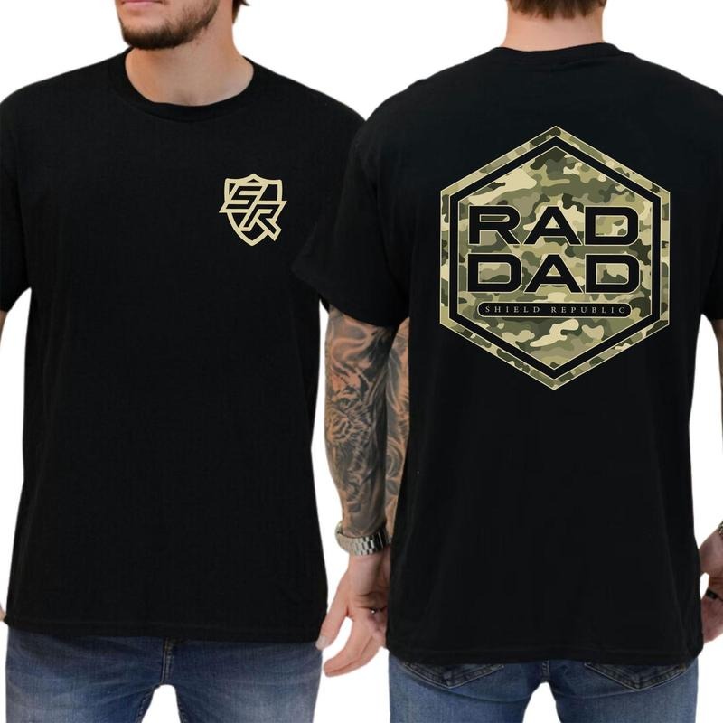 Rad Dad Hunting Camo Shield Republic Shirt Camo Outdoors T-shirt Soft Fabric Short Sleeve Shirt