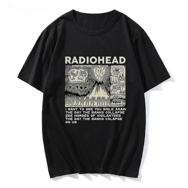Rad0 Vintage Print T-shirt, Head Rock Band Music Album T-shirt