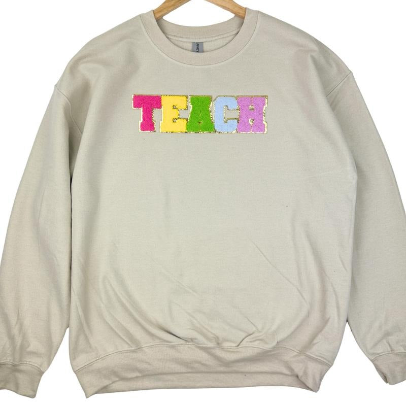 Rainbow TEACH Chenille Patch Sweatshirt