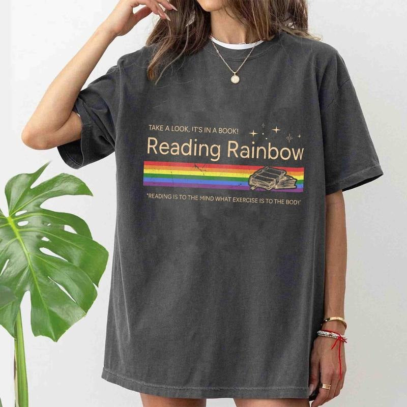 Reading Rainbow Comfort Color shirt, Teacher Appreciation Gift, Teacher  School Shirt, Bookish Books Lover Shirt, Reader Gift 75SA2