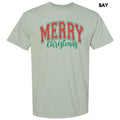 Red Cursive Varsity Merry Christmas Comfort Colors T-Shirt 'NLB'