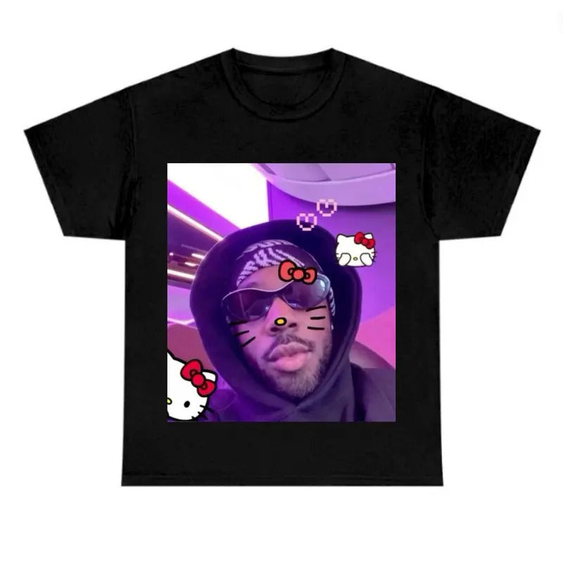 Red Kittyy Brentt Fai Black T-shirt