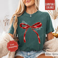 Red Merry Christmas Bow Shirt, Coquette Christmas Bow Tee, Women's Holiday Tshirt