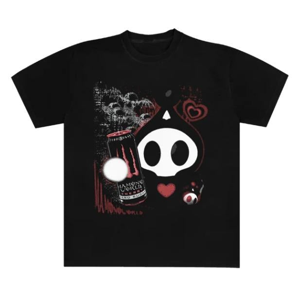Red Monster T-Shirt, Mamono Chao T-Shirt, Sonic Adventure Shirt, Unisex Funny Shirt, Gothic Grunge Y2k Affliction Clothes Men Women Streetwear