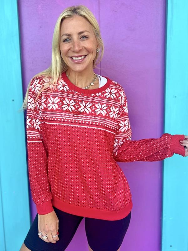Red Super Soft Snowflake Pullover