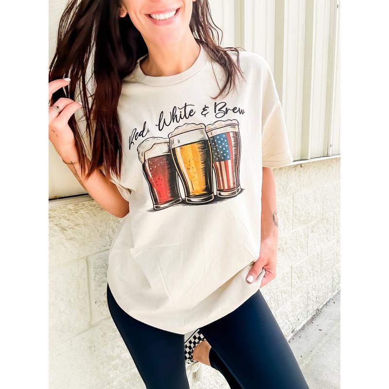 Red White & Brew Graphic Top