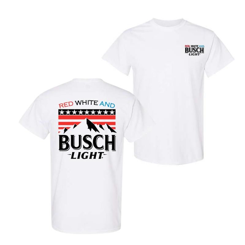 Red, White And Busch Light 2 Sided T-Shirt, 2 Sided T-Shirt For Men And Women, Trendy Shirt