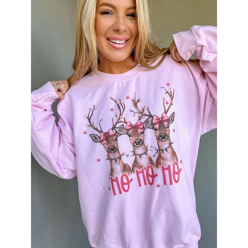 Reindeer Ho Ho Ho Graphic Top